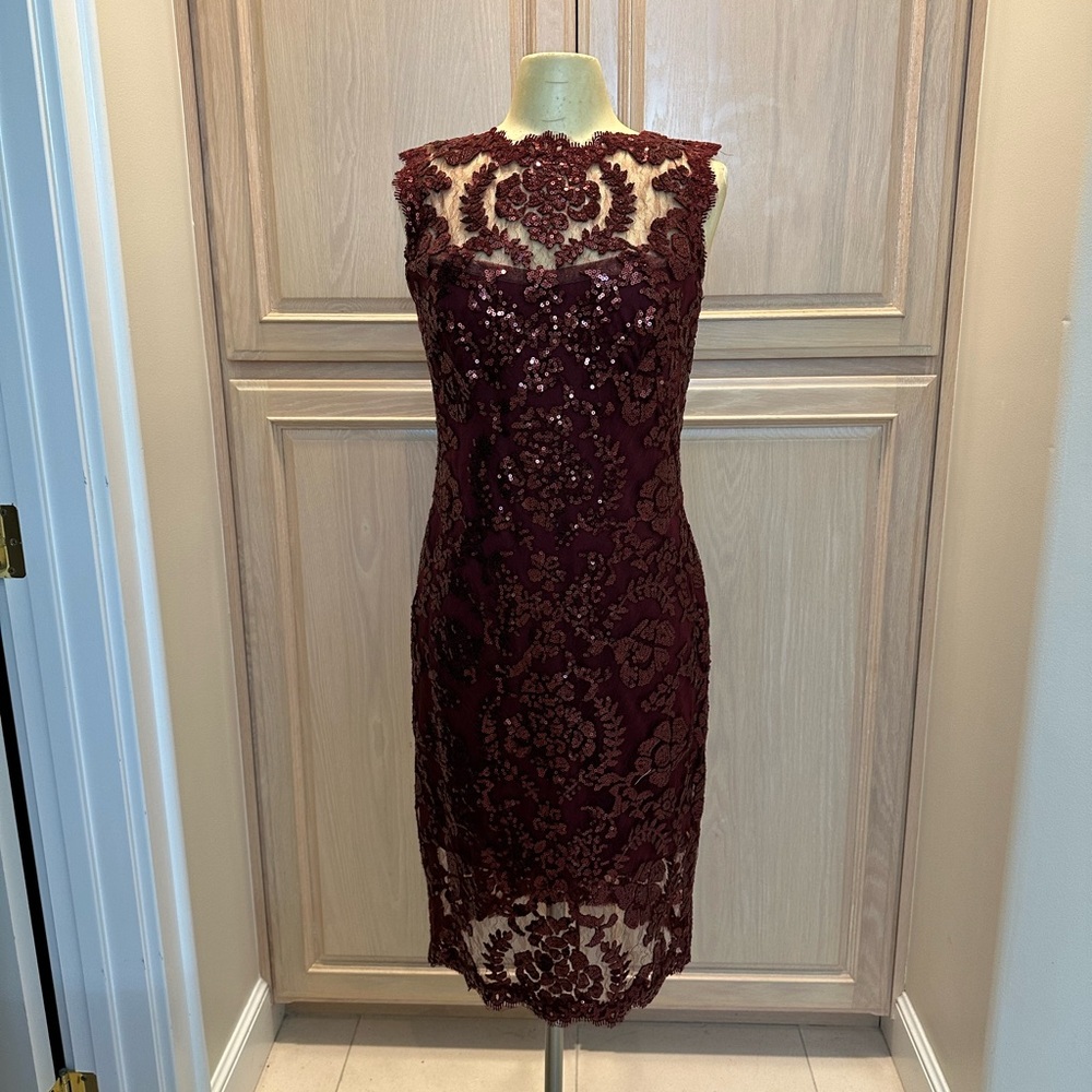 Elegant Burgundy Lace Dress